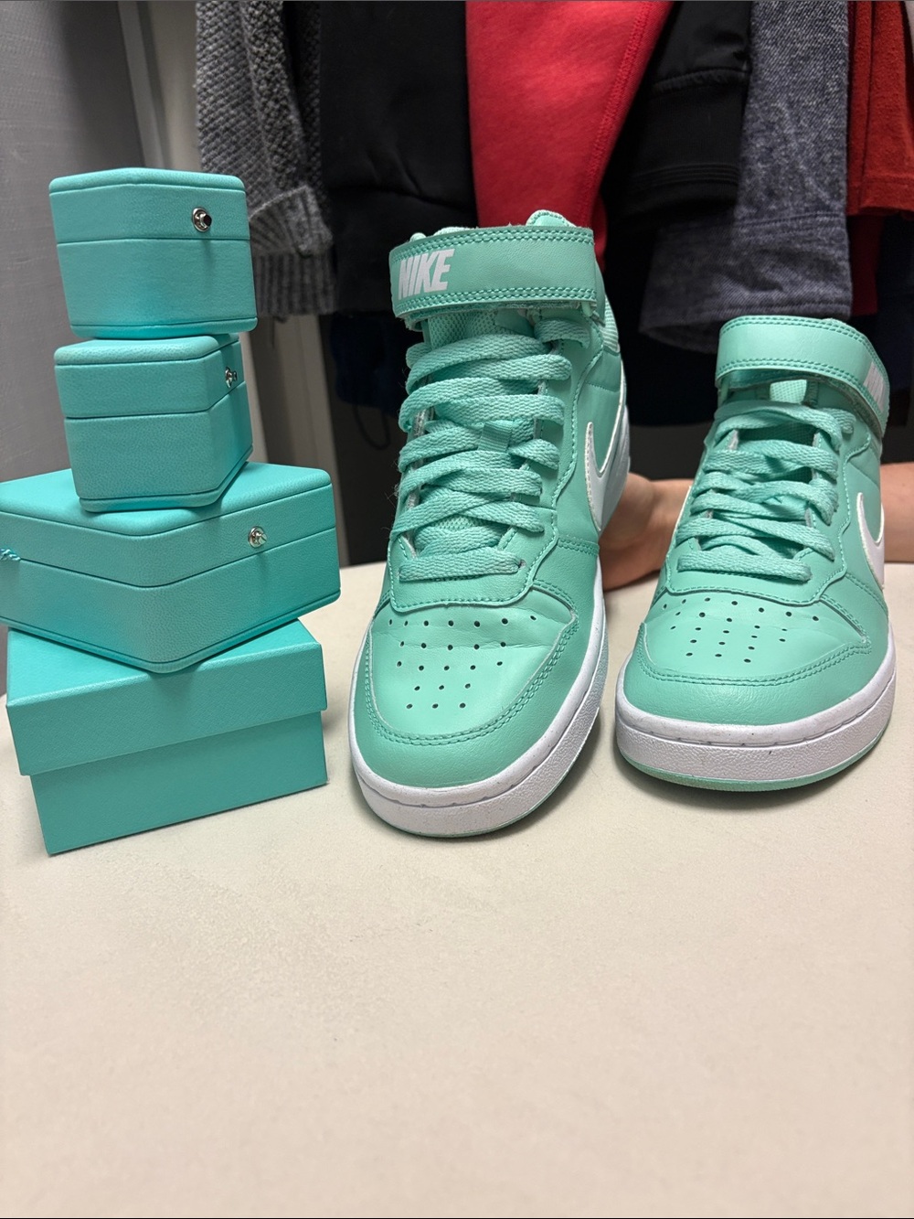 Nike Kids High-Top Sneakers in Tiffany blue